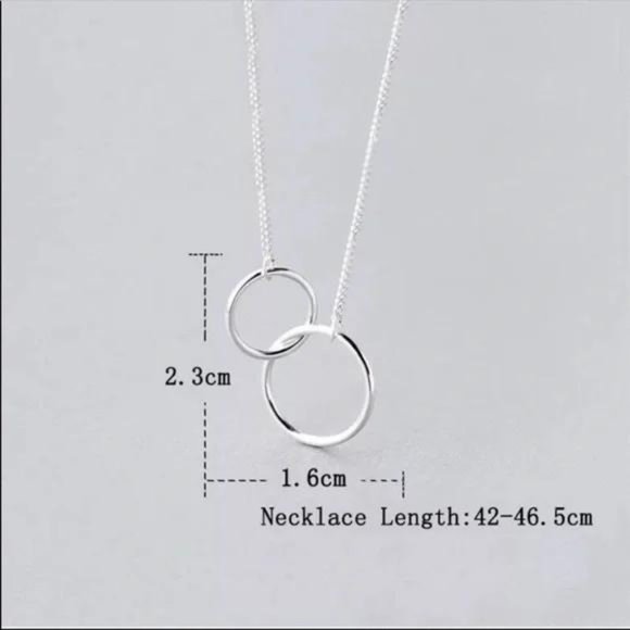 925 STERLING SILVER DOUBLE CIRCLE NECKLACE, NICE NECKLACE, CUTE NECKLACE - Picture 5 of 6